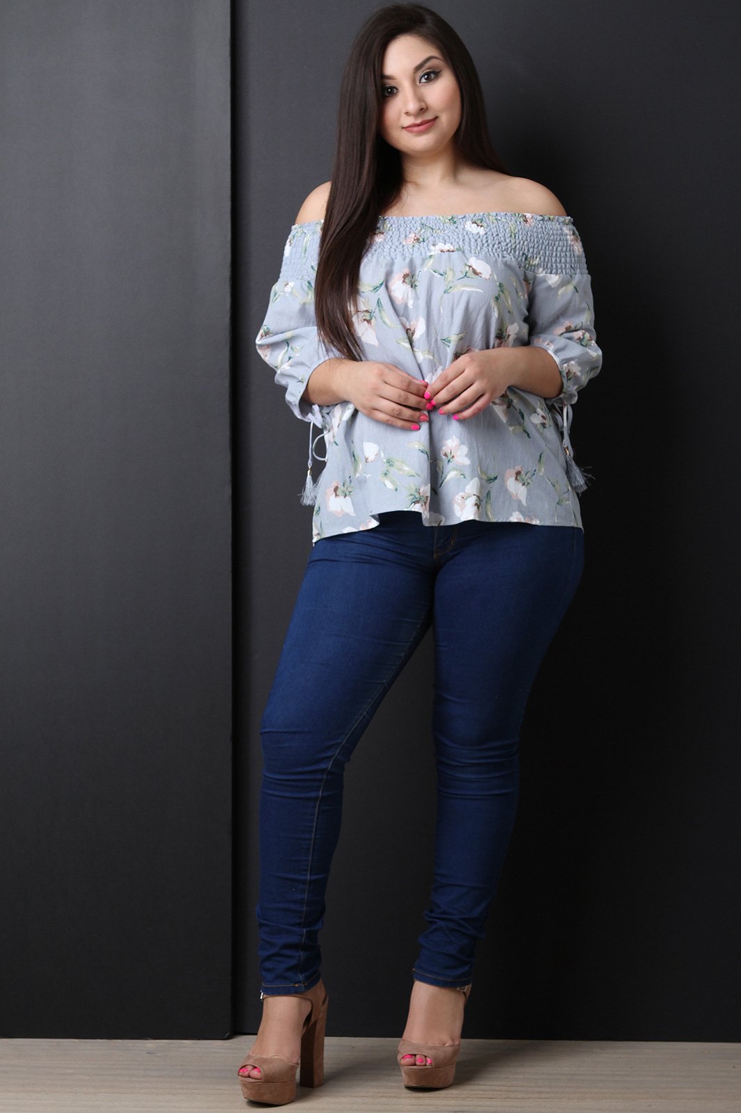 Smocked Off-The-Shoulder Peasant Blouse Top