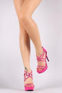 Qupid Open Toe Transparent Crisscross Strap Stiletto Heel