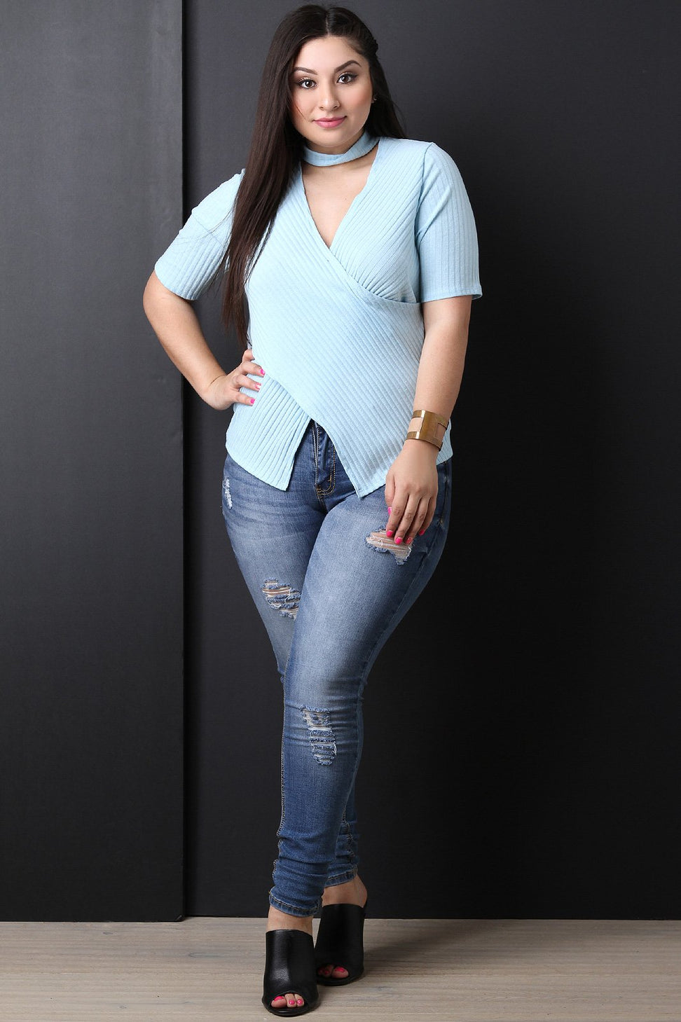 Overlapping Envelope Mock Choker Top