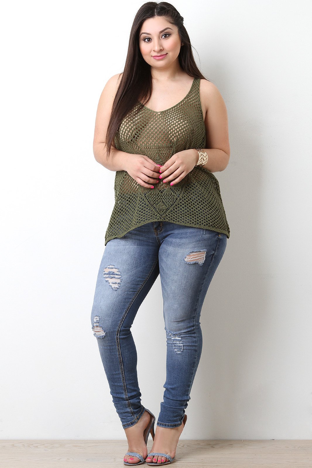 Loose Crochet Knit Sleeveless Top - NoveltyOne