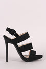 Qupid Nubuck Triple Band Slingback Stiletto Heel