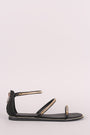 Bamboo Metallic Accent Triple Straps Flat Sandal