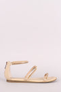 Bamboo Metallic Accent Triple Straps Flat Sandal