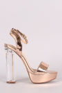 Liliana Patent Ankle Strap Platform Chunky Clear Heel