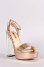 Liliana Patent Ankle Strap Platform Chunky Clear Heel