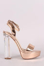 Liliana Patent Ankle Strap Platform Chunky Clear Heel