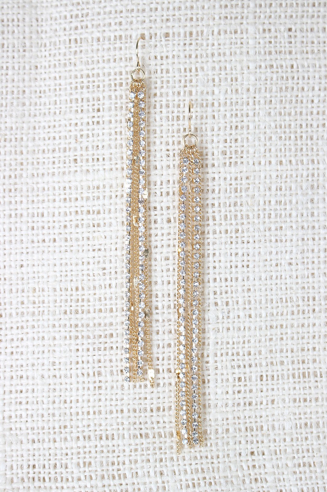 Rhinestone Long Tassel Dangle Earrings