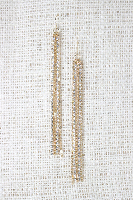 Rhinestone Long Tassel Dangle Earrings