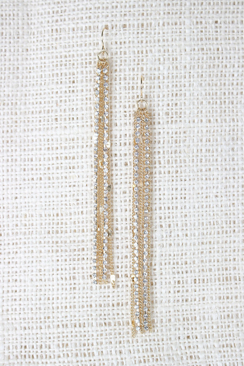 Rhinestone Long Tassel Dangle Earrings