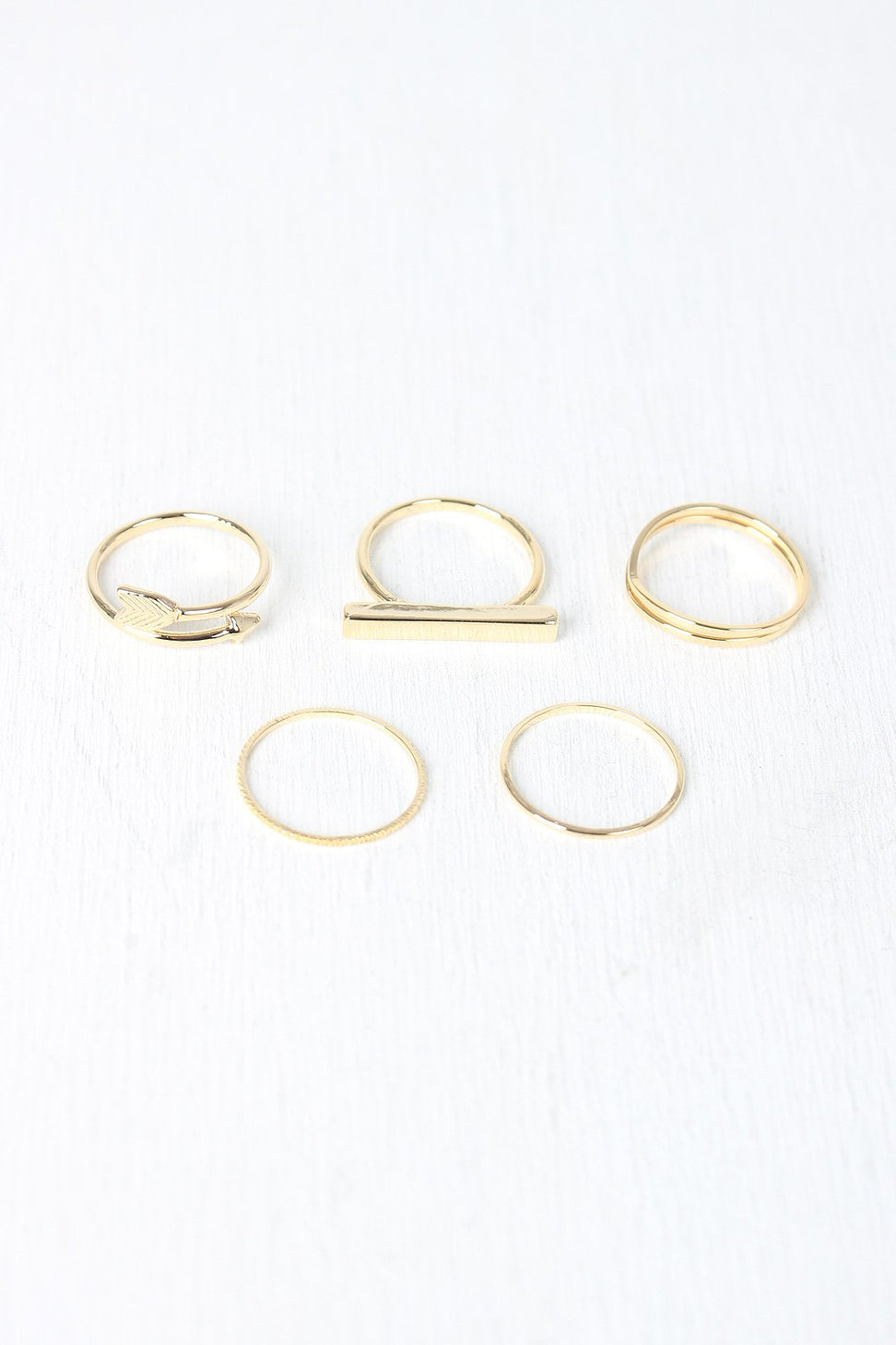Delicate Arrow Bar Ring Set