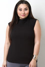 Turtleneck Ribbed Knit Sleeveless Top