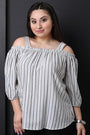 Lightweight Cold Shoulder Striped Top