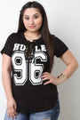 Short Sleeve 96 Graphic Print Design Lace Up Tee