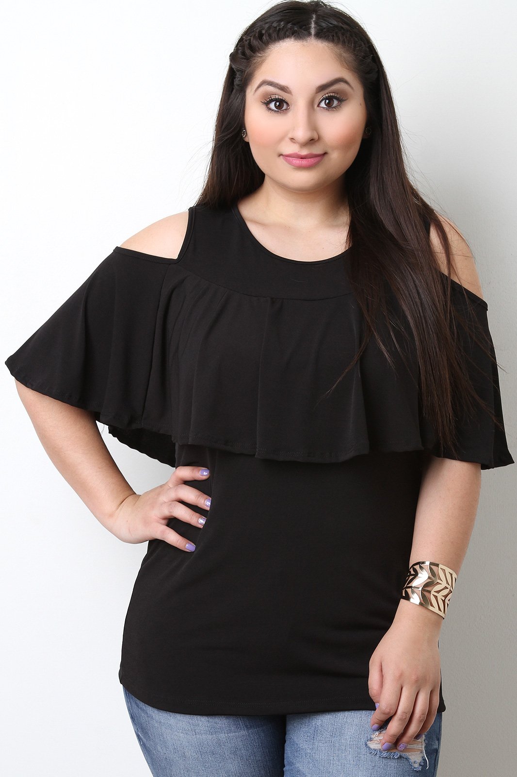Flutter Tier Cold Shoulder Top - NoveltyOne