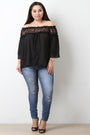 Chiffon Off The Shoulder Semi-Sheer Lace Top