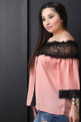 Chiffon Off The Shoulder Semi-Sheer Lace Top