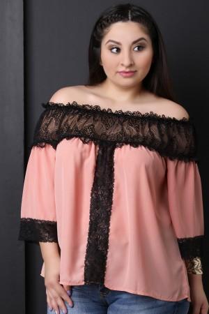Chiffon Off The Shoulder Semi-Sheer Lace Top