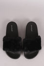 Bamboo Open Toe Fluffy Faux Fur Slide Sandal