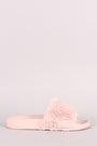 Bamboo Open Toe Fluffy Faux Fur Slide Sandal