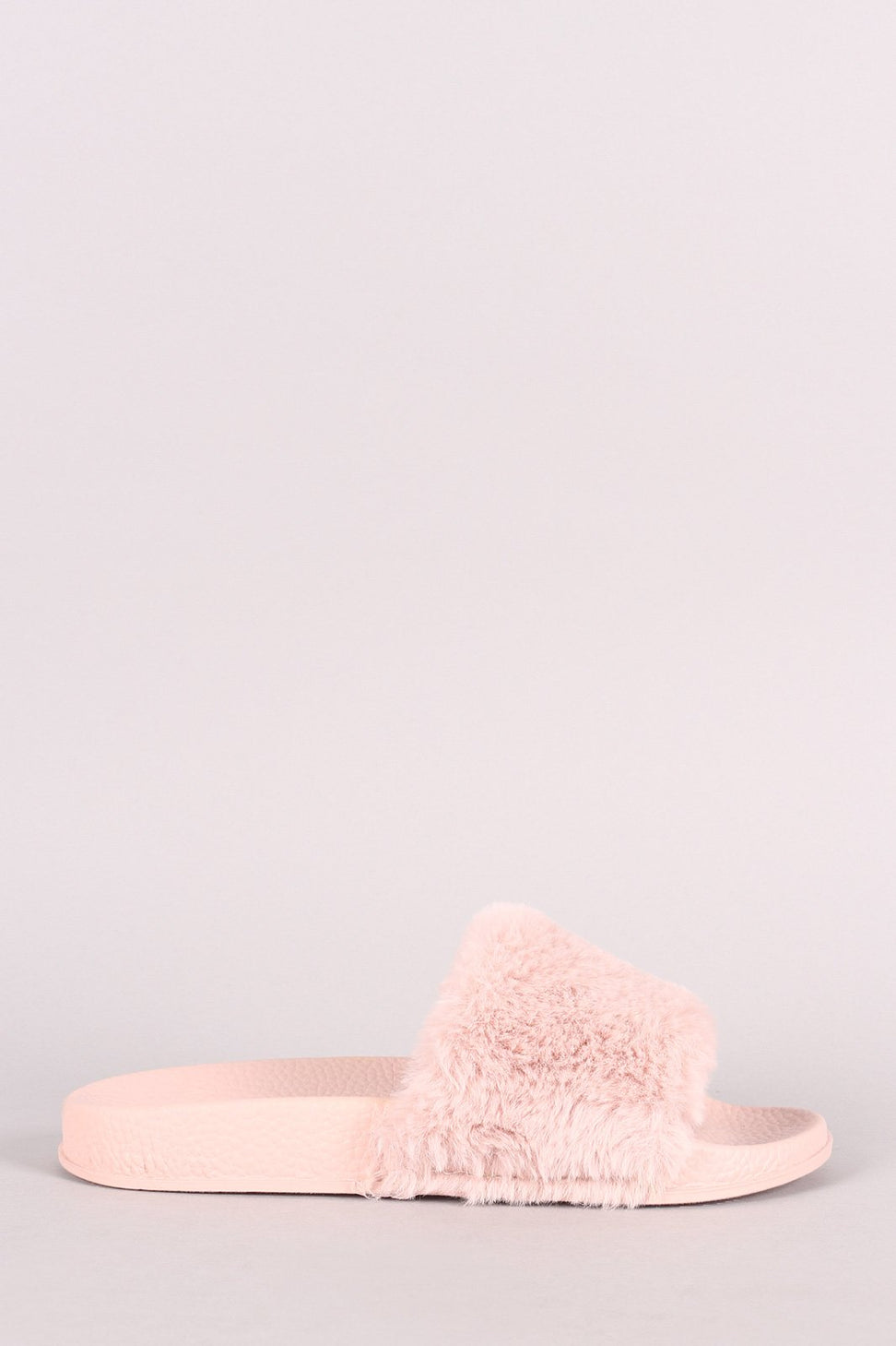 Bamboo Open Toe Fluffy Faux Fur Slide Sandal