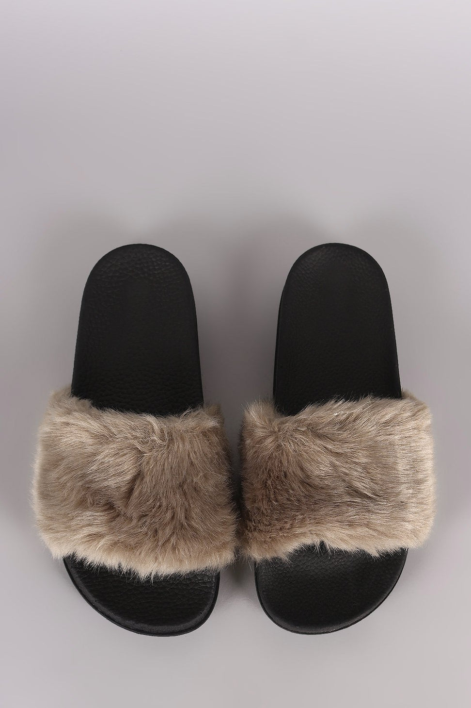 Bamboo Open Toe Fluffy Faux Fur Slide Sandal