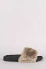 Bamboo Open Toe Fluffy Faux Fur Slide Sandal