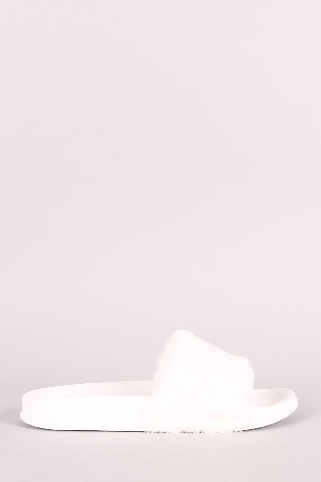 Bamboo Open Toe Fluffy Faux Fur Slide Sandal