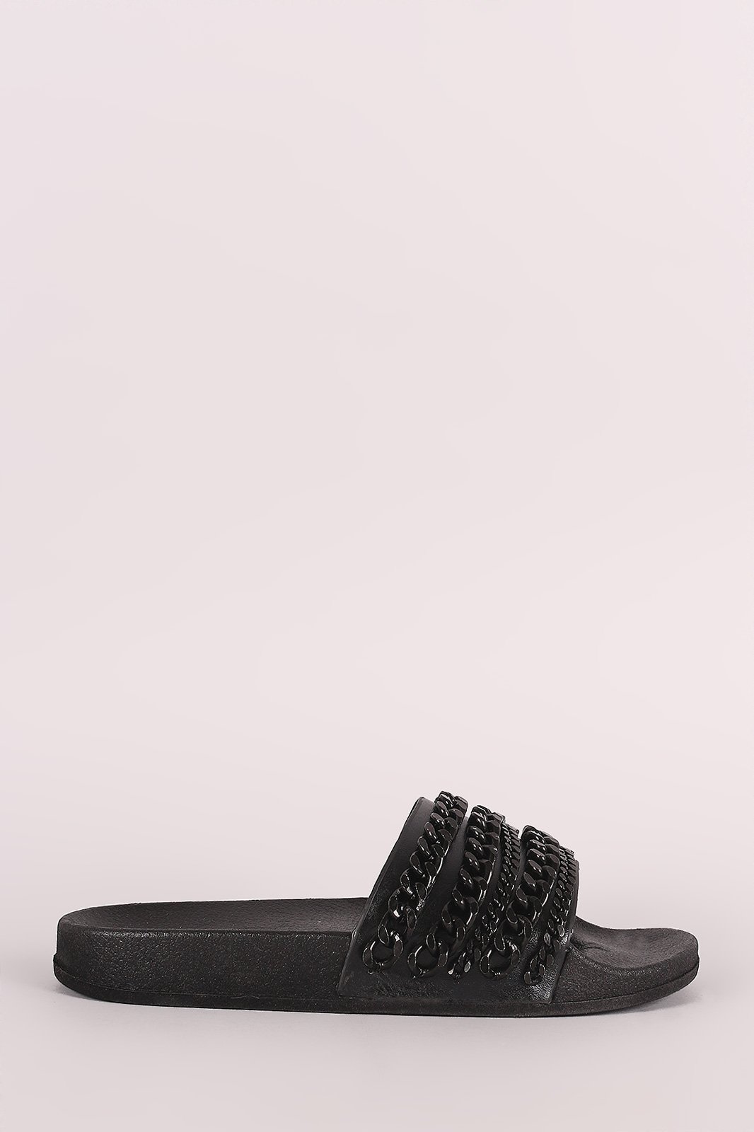 Chain Embellished Open Toe Slide Sandal