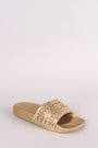 Chain Embellished Open Toe Slide Sandal