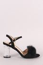 Liliana Fluffy Fur Chunky Clear Heel