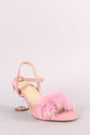 Liliana Fluffy Fur Chunky Clear Heel