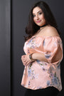 Floral Satin Off The Shoulder Self-Tie Sleeve Top