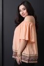Embroidered Hem Off The Shoulder Top