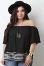 Embroidered Hem Off The Shoulder Top
