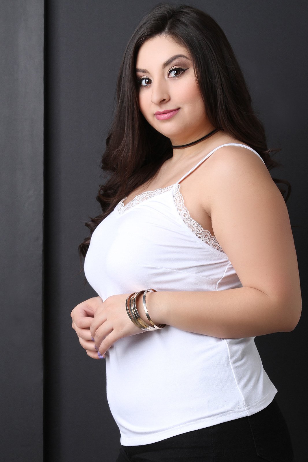 Sleeveless V-Neck Lace Trimming Cami Top