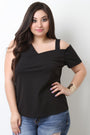Asymmetrical Sleeve Stretchy Knit Top
