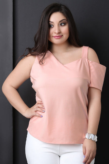 Asymmetrical Sleeve Stretchy Knit Top