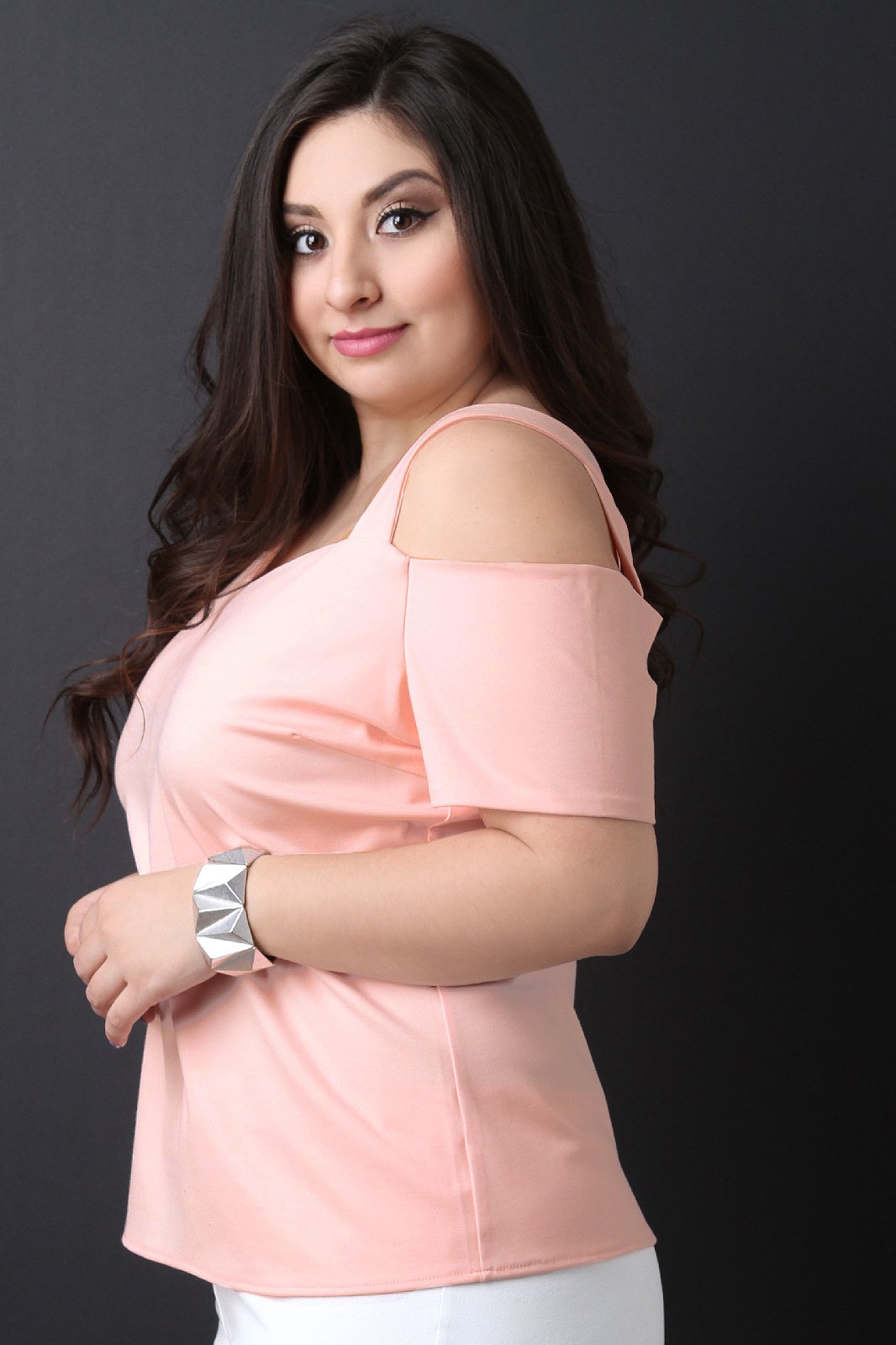 Asymmetrical Sleeve Stretchy Knit Top