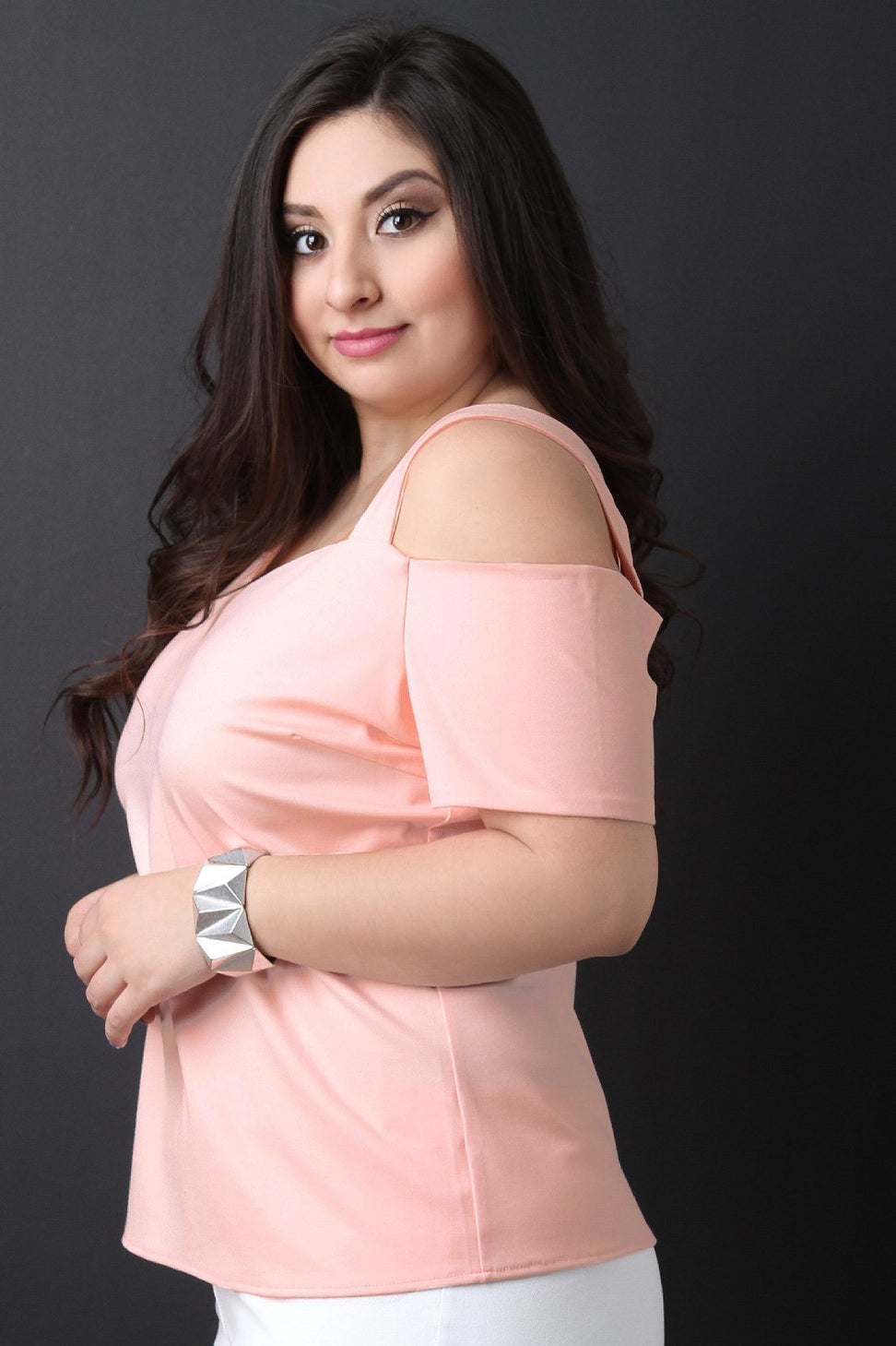 Asymmetrical Sleeve Stretchy Knit Top