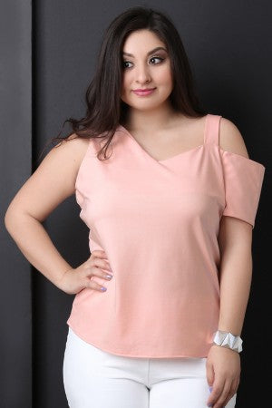 Asymmetrical Sleeve Stretchy Knit Top