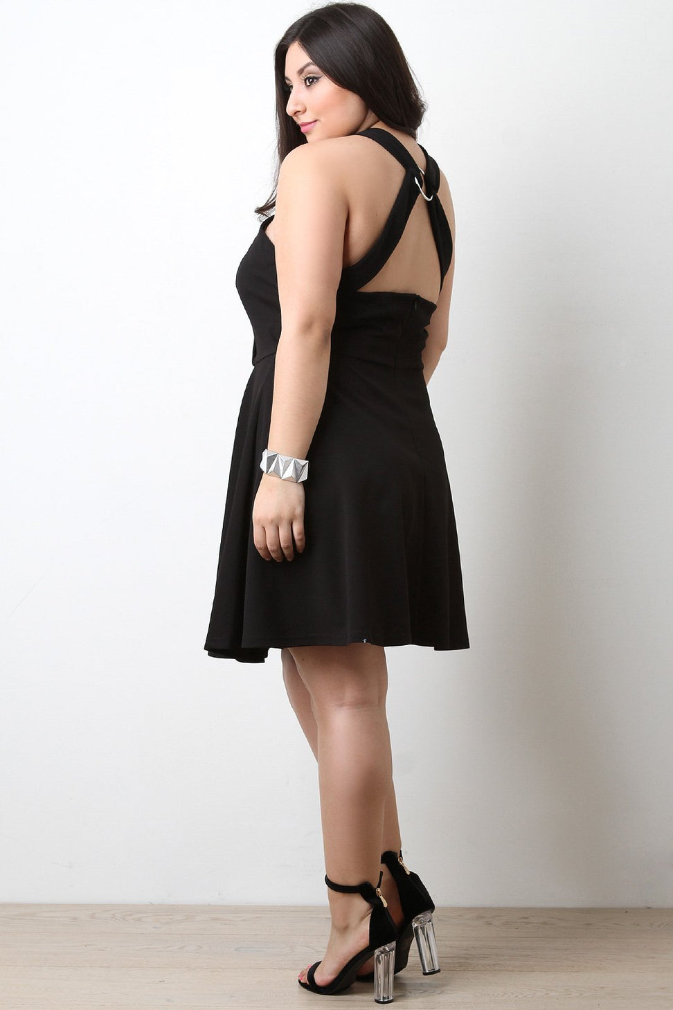 Crisscross O-Ring Skater Dress