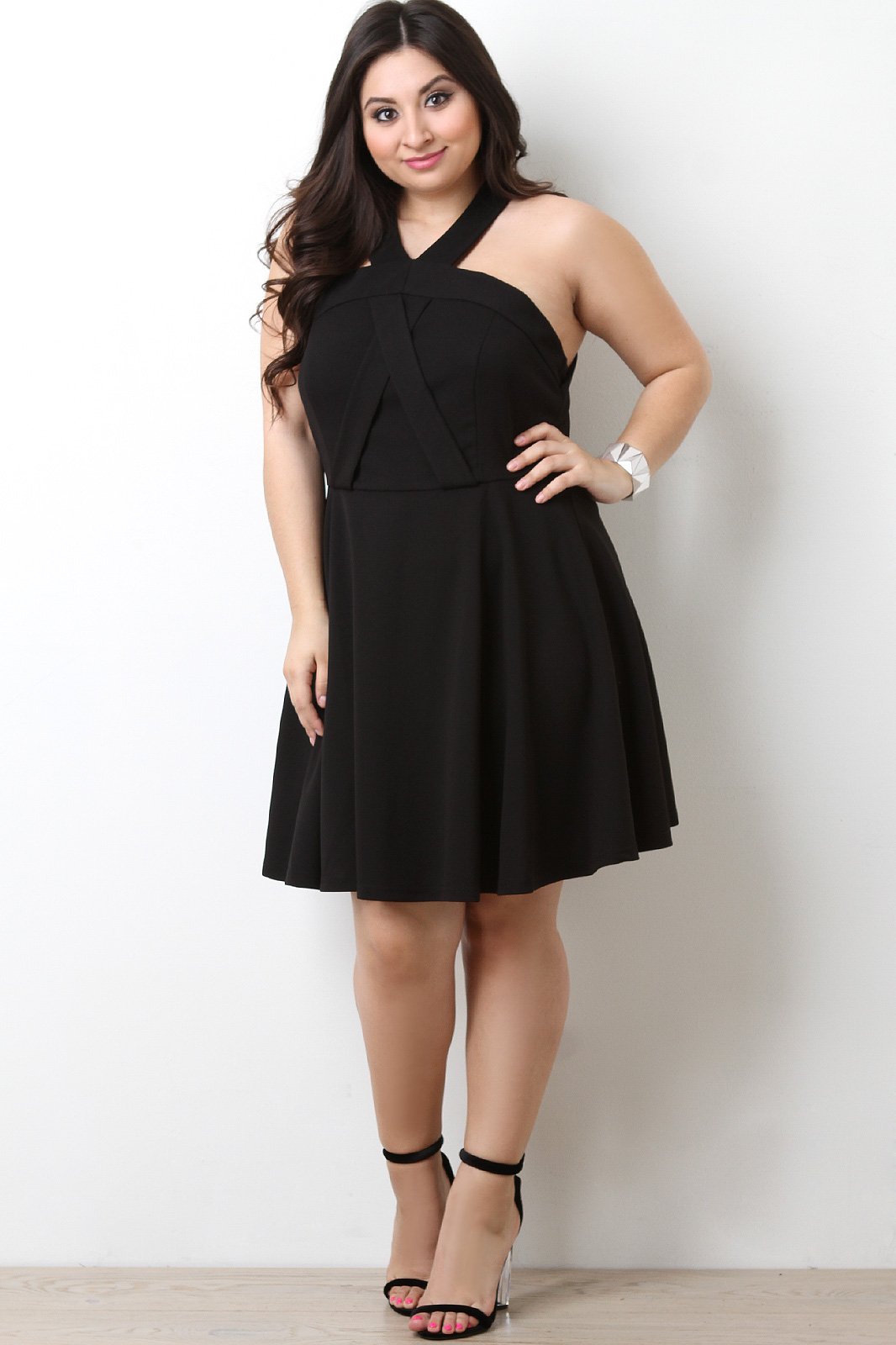 Crisscross O-Ring Skater Dress
