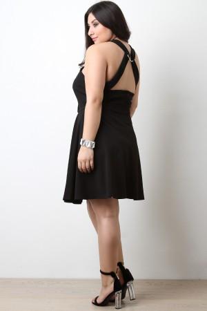 Crisscross O-Ring Skater Dress