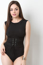 Sleeveless Corset Lace-Up Bodysuit