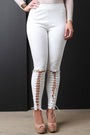 Lace-Up Vegan Suede Legging Pants