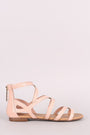 Breckelle Bar Accent Caged Open Toe Flat Sandal