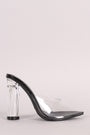 Transparent Pointy Toe Chunky Clear Heel Mule Pump