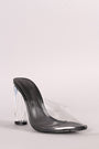Transparent Pointy Toe Chunky Clear Heel Mule Pump