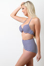 Pinstripe Halter Tie High Waist Bikini Set