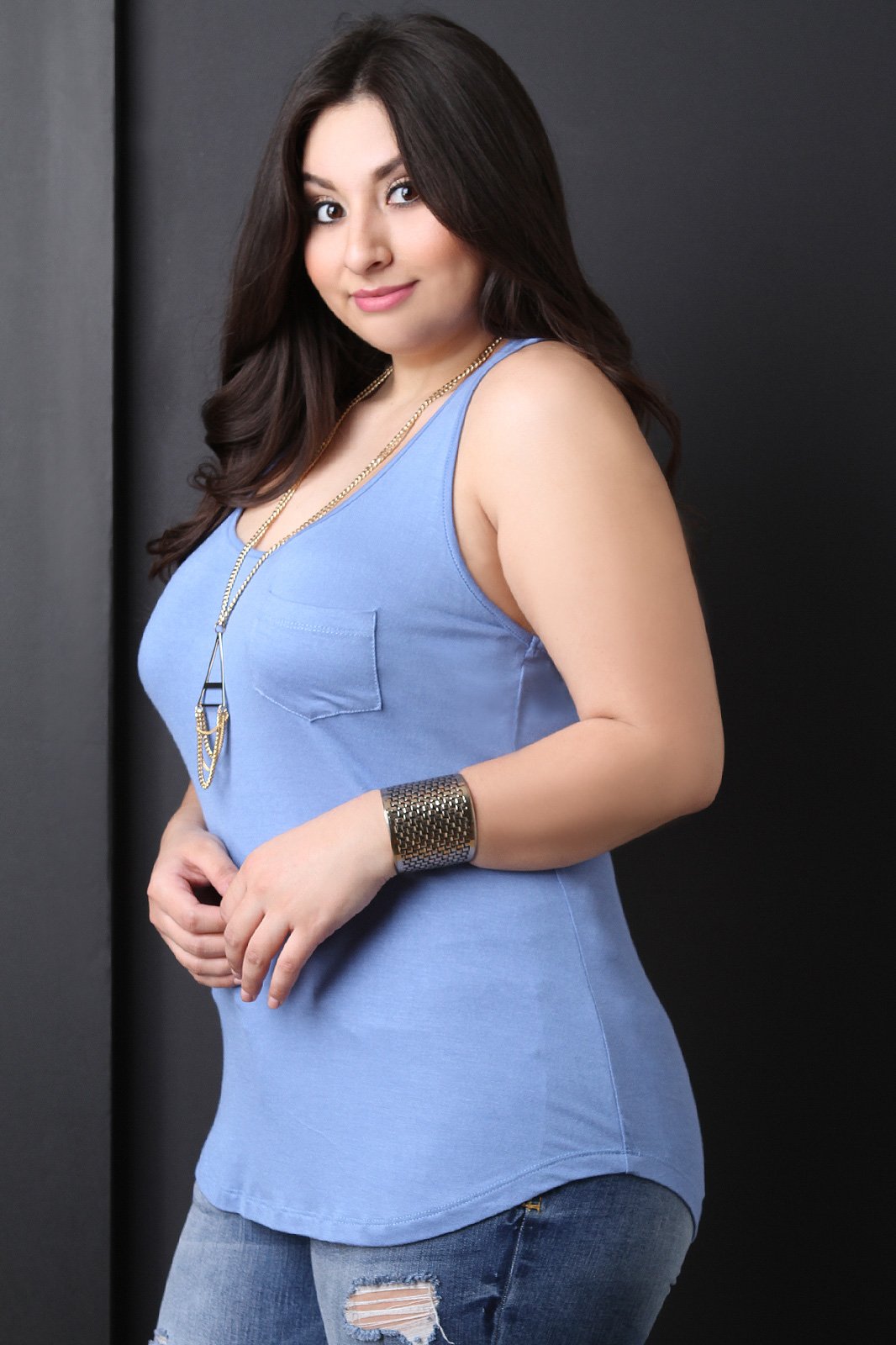 Sleeveless Jersey Knit Pocket Racerback Top